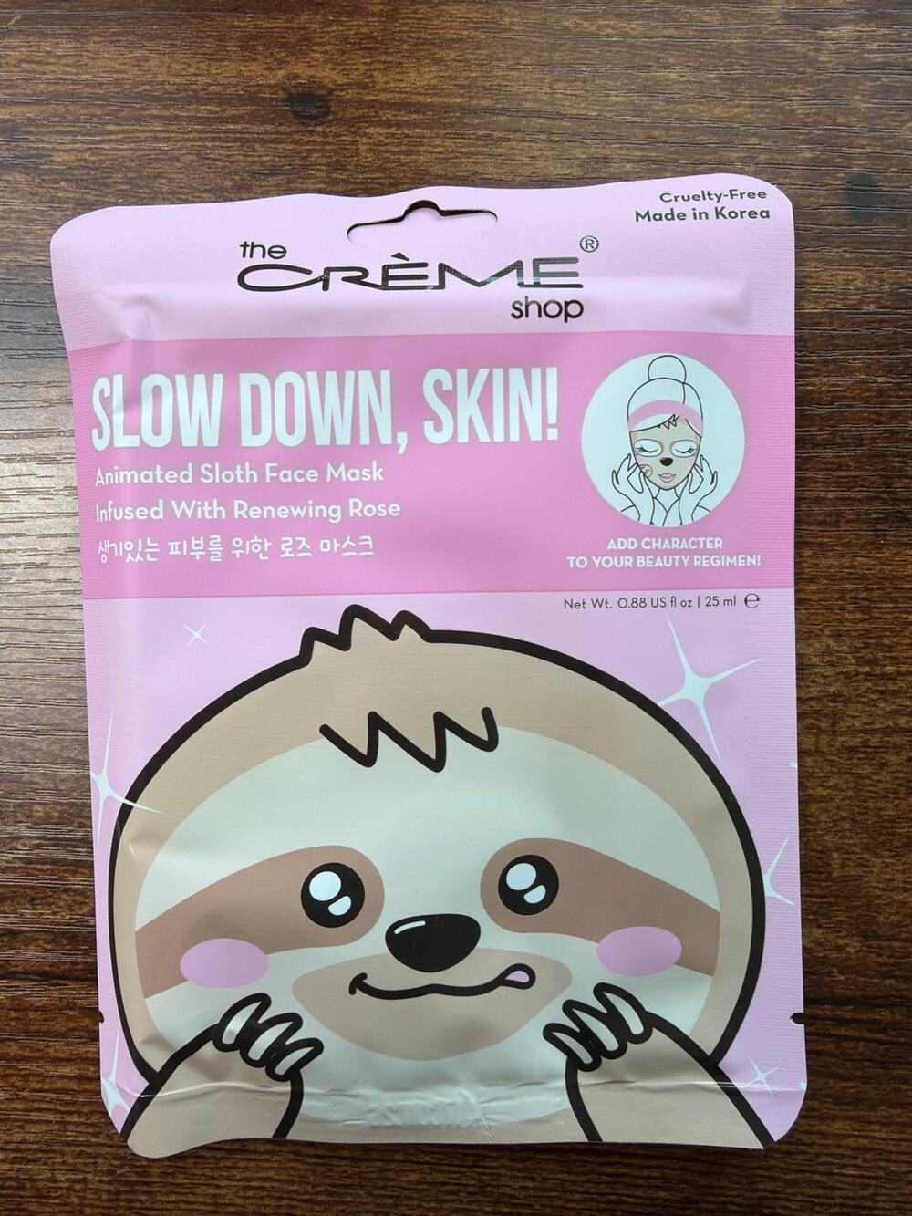 The Creme Shop Slow Down, Skin! Animated Sloth Face Mask with infused Rose